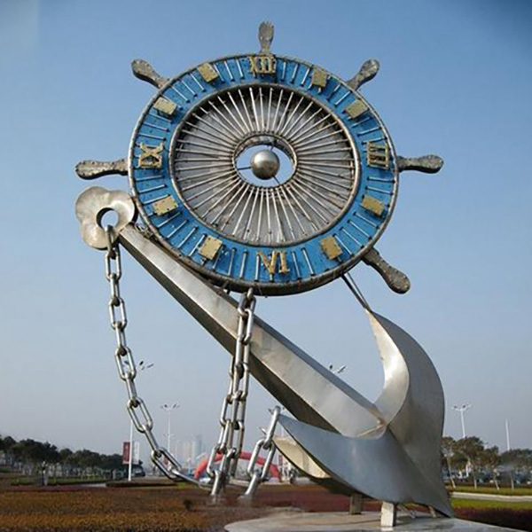 不锈钢船舵雕塑