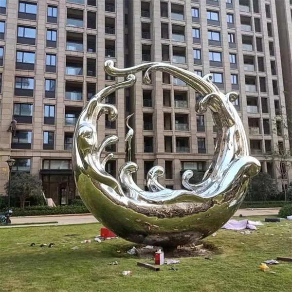 不锈钢海浪雕塑