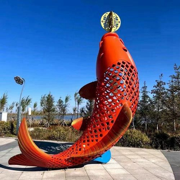 不锈钢金鱼雕塑