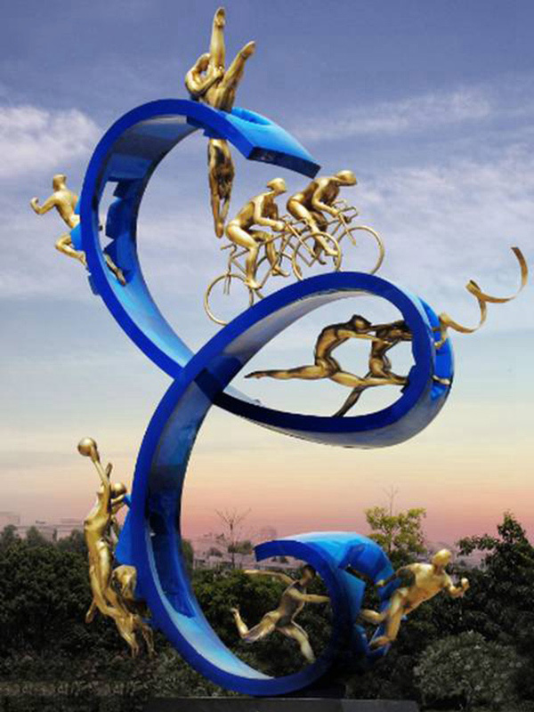 不锈钢自行车雕塑