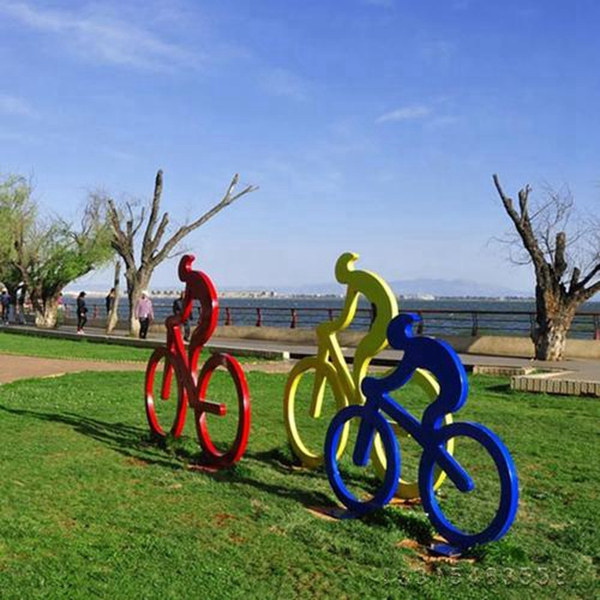 不锈钢自行车雕塑