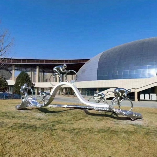 不锈钢自行车雕塑