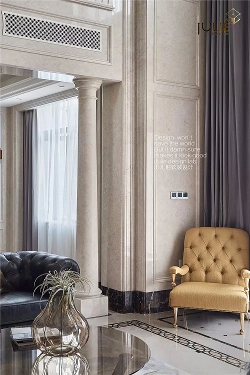 室内常用的大理石圆柱，发挥出意想不到的效果