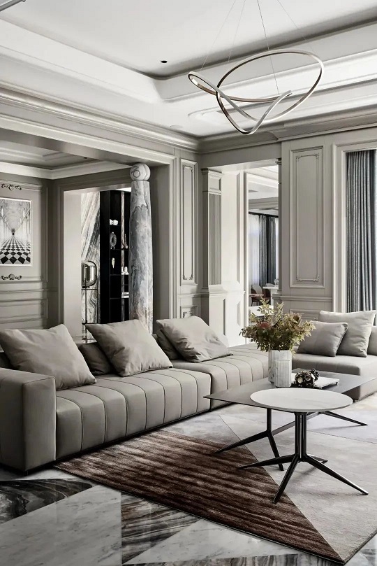 室内常用的大理石圆柱，发挥出意想不到的效果