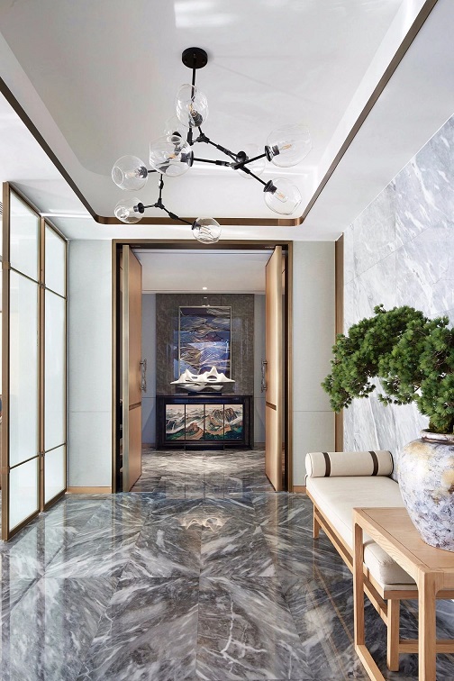 大理石玄关设计，展现现代简约东方美学