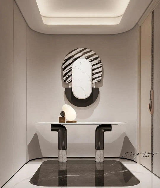 大理石玄关设计，展现现代简约东方美学