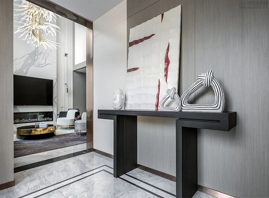 大理石玄关设计，展现现代简约东方美学