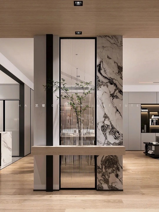 大理石玄关设计，展现现代简约东方美学