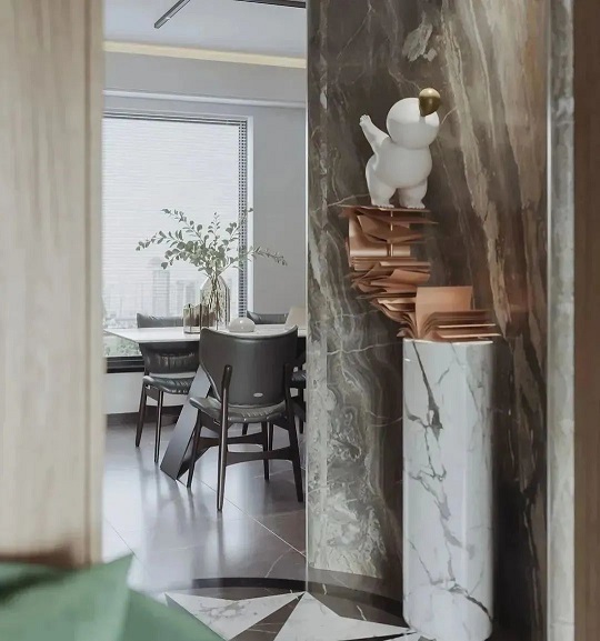 大理石玄关设计，展现现代简约东方美学