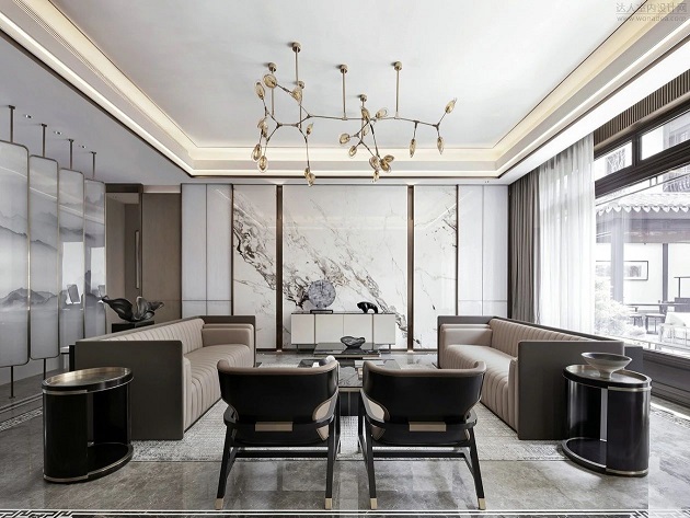 山水画大理石背景墙，将大千世界汇聚其中