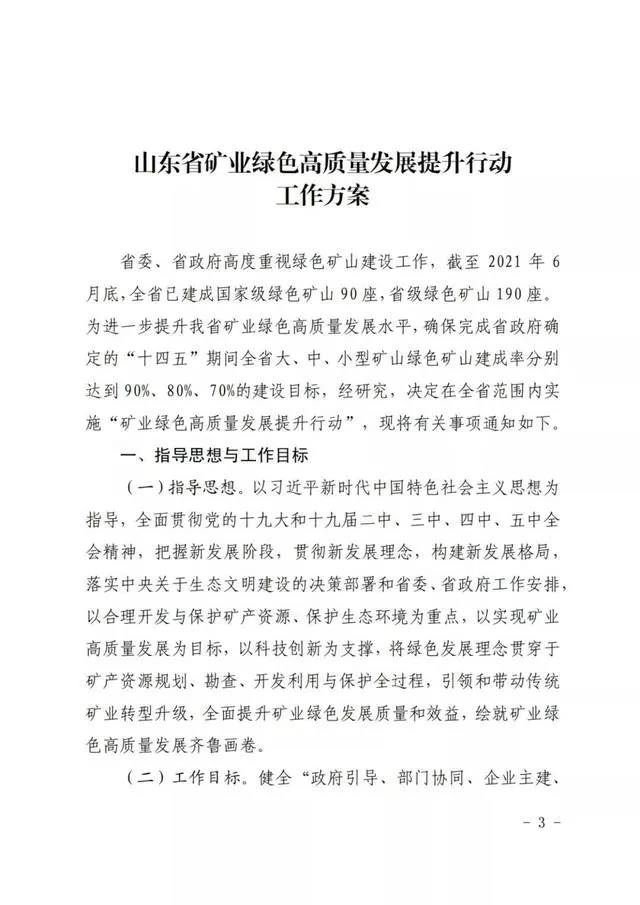 山东省国土资源厅联合山东省财政厅等五部门印发《山东省矿业绿色高质量发展提升行动工作方案的通知》